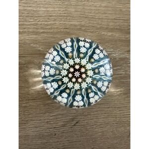Vintage‎ Perthshire Twisted Ribbon Millifiori Glass Paperweight 2.5in. Blue